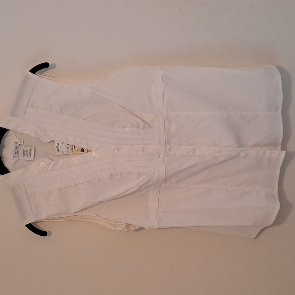 Fred David COMO White stretch sleeveless button shirt NEW